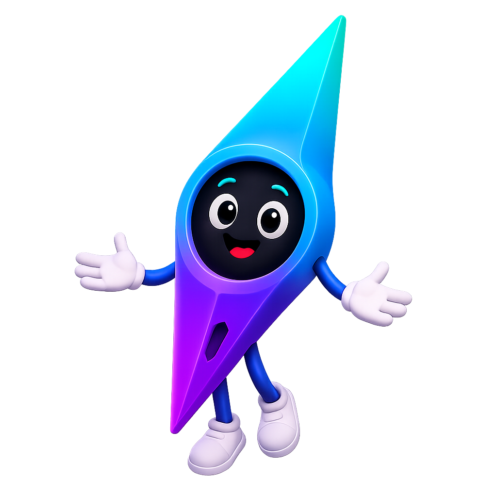 Needle, the Compass execution sentry mascot, welcoming with open arms